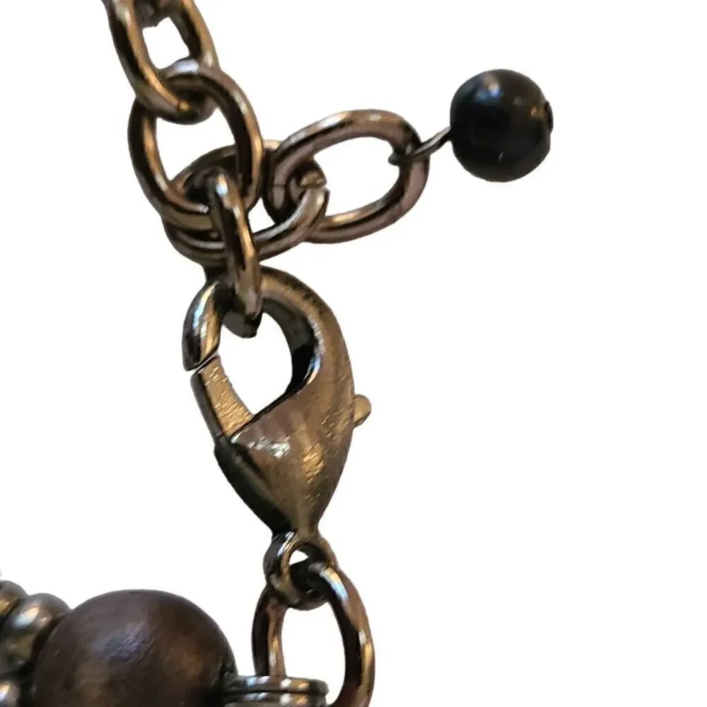 Double Strand Earthtone Disc and Wood Statement Necklace